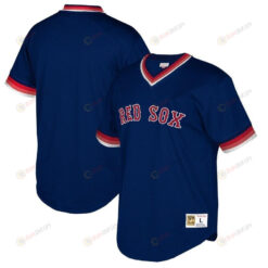 Boston Red Sox Mitchell And Ness Big And Tall Cooperstown Collection Mesh Wordmark V-neck Jersey - Navy Color