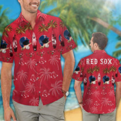 Boston Red Sox Palm Tree Pattern Hawaiian Shirt In Red