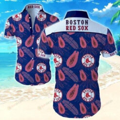 Boston Red Sox Papaya Hawaiian Shirt In Navy Blue