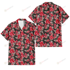 Boston Red Sox Pink Hibiscus Orchid Brown Background 3D Hawaiian Shirt