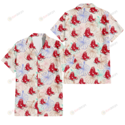 Boston Red Sox Sketch Pastel Hibiscus Beige Background 3D Hawaiian Shirt