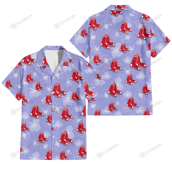 Boston Red Sox Sketch White Hibiscus Violet Background 3D Hawaiian Shirt