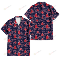 Boston Red Sox Thistle Sketch Hibiscus Dark Slate Blue Background 3D Hawaiian Shirt