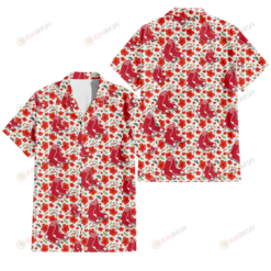 Boston Red Sox Tiny Red Hibiscus Green Leaf White Cube Background 3D Hawaiian Shirt