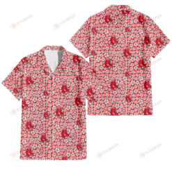 Boston Red Sox Tiny White Hibiscus Pattern Red Background 3D Hawaiian Shirt