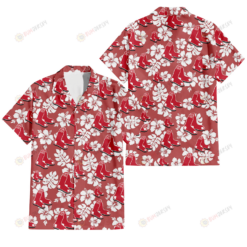 Boston Red Sox White Hibiscus Indian Red Background 3D Hawaiian Shirt