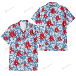 Boston Red Sox White Hibiscus Light Blue Texture Background 3D Hawaiian Shirt