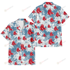 Boston Red Sox White Hibiscus Orchid Light Blue Background 3D Hawaiian Shirt