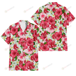 Boston Red Sox White Porcelain Flower Pink Hibiscus White Background 3D Hawaiian Shirt