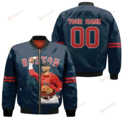Boston Red Sox Xander Bogaerts Navy Custom Number Name For Red Sox Fans Bomber Jacket 3D Printed