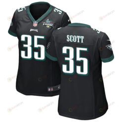 Boston Scott 35 Philadelphia Eagles Super Bowl LVII Champions 2 Stars WoMen's Jersey - Black