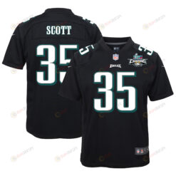 Boston Scott 35 Philadelphia Eagles Super Bowl LVII Champions 2 Stars Youth Jersey - Black