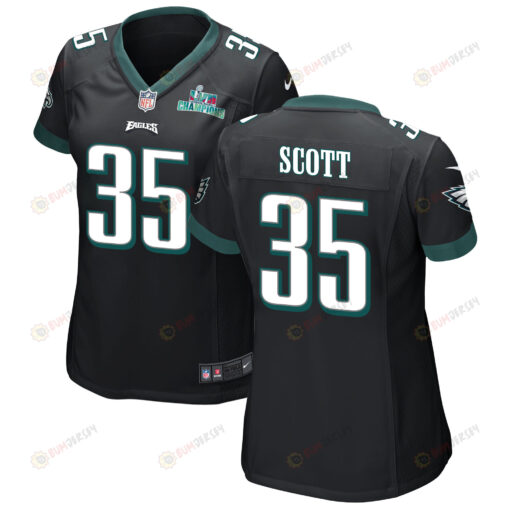 Boston Scott 35 Philadelphia Eagles Super Bowl LVII Champions WoMen's Jersey - Black