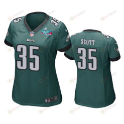 Boston Scott 35 Philadelphia Eagles Super Bowl LVII Game Jersey - Women Green