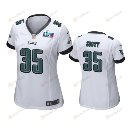 Boston Scott 35 Philadelphia Eagles Super Bowl LVII White Game Jersey - Women