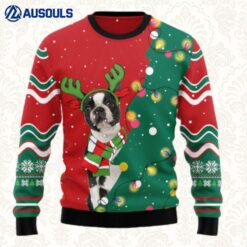 Boston Terrier Christmas Tree Ugly Sweaters For Men Women Unisex