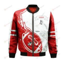 Boston University Terriers Bomber Jacket 3D Printed Flame Ball Pattern