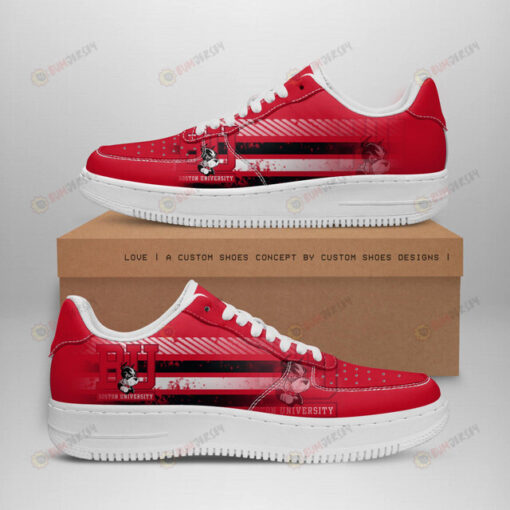 Boston University Terriers Logo Stripe Pattern Air Force 1 Printed In Red