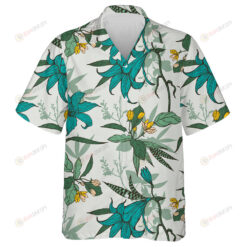 Botanical Flowers Leaves Branches Hand Drawing Design Hawaiian Shirt