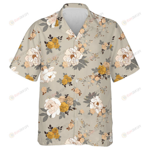 Bouquet Of Peonies And Roses Vintage Style Design Hawaiian Shirt