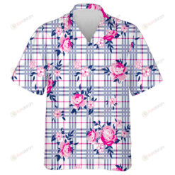 Bouquet Roses And Small Daisies On Checkered Background Hawaiian Shirt