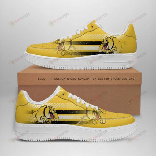 Bowie State Bulldogs Logo Stripe Pattern Air Force 1 Printed In Yellow
