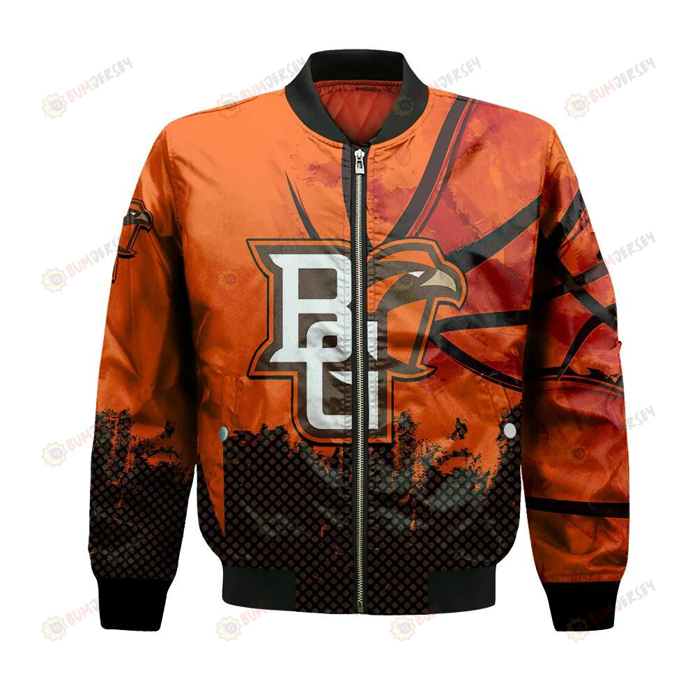 Bowling Green Falcons Bomber Jacket 3D Printed Basketball Net Grunge Pattern