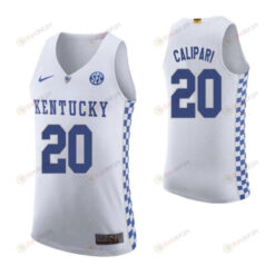 Brad Calipari 20 Kentucky Wildcats Elite Basketball Road Men Jersey - White