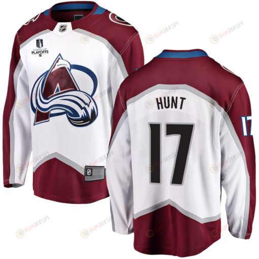 Brad Hunt 17 Colorado Avalanche Stanley Cup 2023 Playoffs Patch Away Breakaway Men Jersey - White