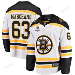 Brad Marchand 63 Boston Bruins Stanley Cup 2023 Playoffs Patch Away Breakaway Men Jersey - White