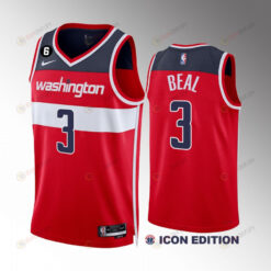 Bradley Beal 3 Washington Wizards 2022-23 Icon Edition Red Men Jersey