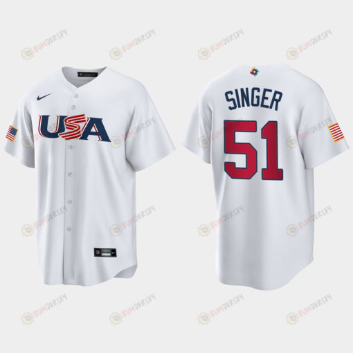 Brady Singer 51 USA Baseball 2023 World Baseball Classic Jersey - White