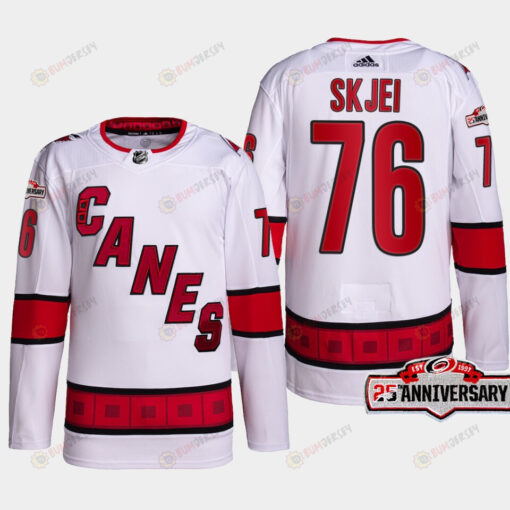 Brady Skjei 76 Carolina Hurricanes White Jersey 2022-23 Away 25th Anniversary