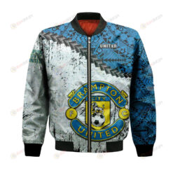 Brampton City United FC Bomber Jacket 3D Printed Grunge Polynesian Tattoo