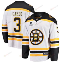 Brandon Carlo 3 Boston Bruins Stanley Cup 2023 Playoffs Patch Away Breakaway Men Jersey - White