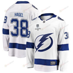 Brandon Hagel 38 Tampa Bay Lightning Stanley Cup 2023 Playoffs Patch Away Breakaway Men Jersey - White