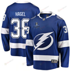 Brandon Hagel 38 Tampa Bay Lightning Stanley Cup 2023 Playoffs Patch Home Breakaway Men Jersey - Blue