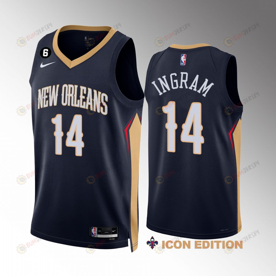 Brandon Ingram 14 New Orleans Pelicans Navy Jersey 2022-23 Icon Edition NO.6 Patch
