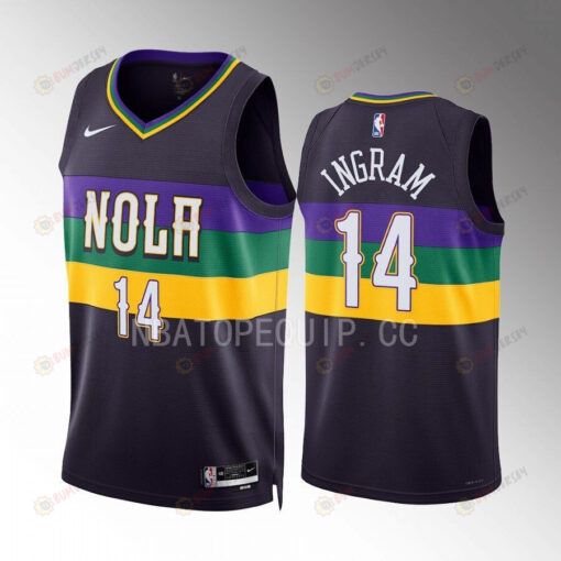 Brandon Ingram 14 New Orleans Pelicans Purple Jersey 2022-23 City Edition Swingman