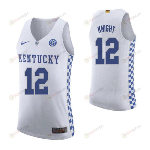 Brandon Knight 12 Kentucky Wildcats Elite Basketball Road Men Jersey - White