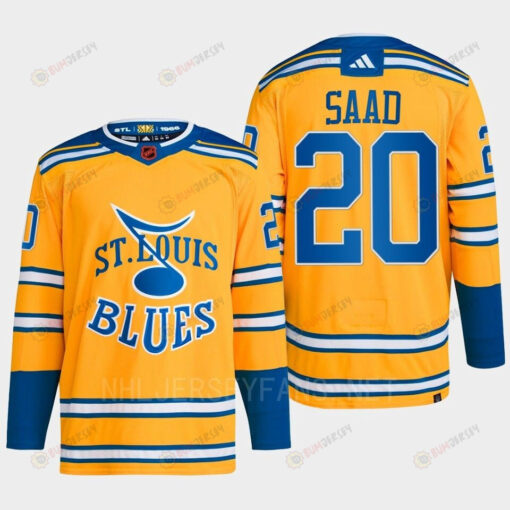 Brandon Saad 20 Reverse Retro 2.0 2022 St. Louis Blues Yellow Jersey Primegreen