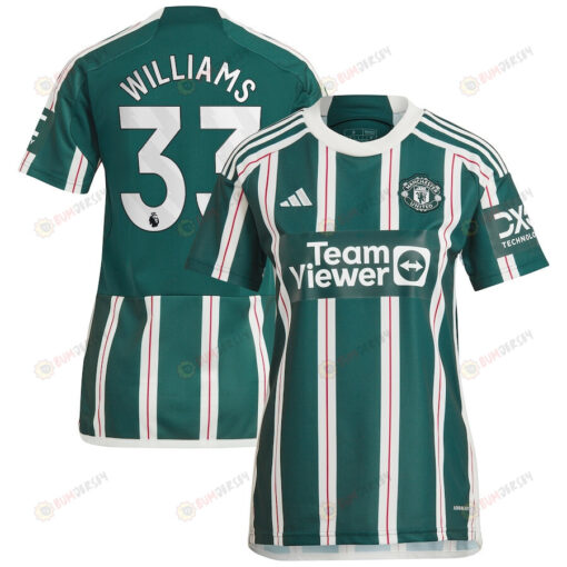 Brandon Williams 33 Manchester United 2023/24 Away Women Jersey - Green