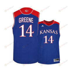 Brannen Greene 14 Kansas Jayhawks Basketball Men Jersey - Blue