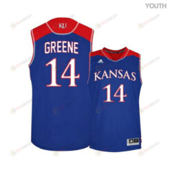 Brannen Greene 14 Kansas Jayhawks Basketball Youth Jersey - Blue