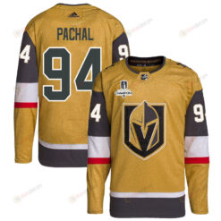 Brayden Pachal 94 Vegas Golden Knights Stanley Cup 2023 Champions Patch Home Breakaway Men Jersey - Gold