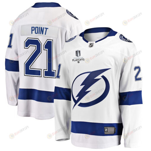 Brayden Point 21 Tampa Bay Lightning Stanley Cup 2023 Playoffs Patch Away Breakaway Men Jersey - White