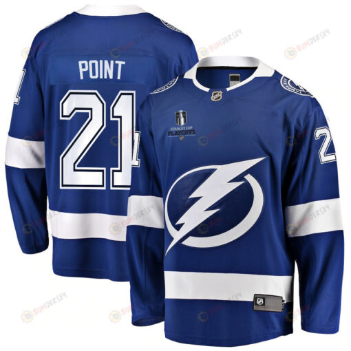 Brayden Point 21 Tampa Bay Lightning Stanley Cup 2023 Playoffs Patch Home Breakaway Men Jersey - Blue