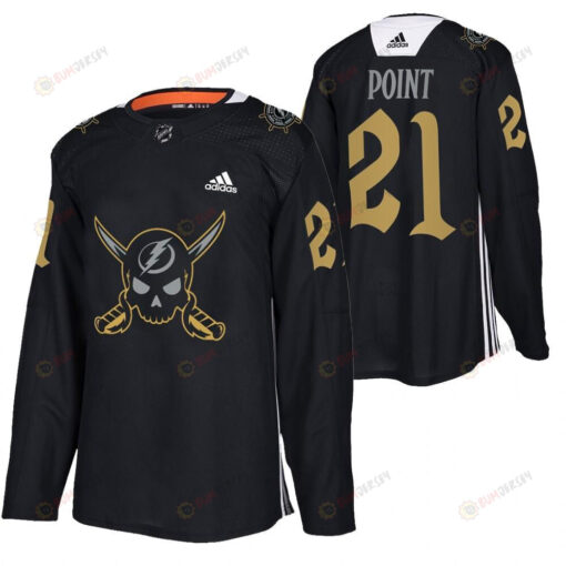 Brayden Point Lightning 2022 Pirate-themed Warmup Black Gasparilla inspired Jersey 21 Jersey