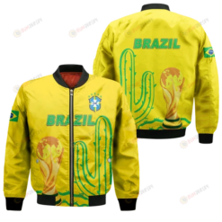Brazil Champions Football World Cup 2022 Bomber Jacket in Yellow