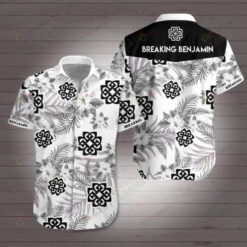 Breaking Benjamin Curved Hawaiian Shirt In Black And White